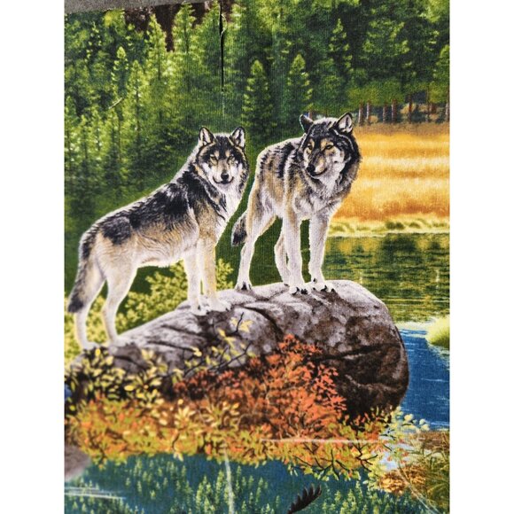 Bringing Nature Home Scenic Wildlife Fabric Panel Wolves Bears Foxes Moose - Picture 4 of 14